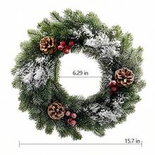 Liged Cristmas Wreat Wit 20 LED Ligs Rated Wit Realistic Snowf Red Rries Pinecones Cristmas Rations  Outdoor Indoor Ome Party R 16" - xanh đỏ - Xem 3