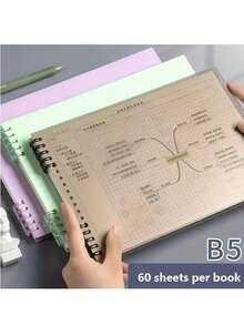 120 pages Cahier à couverture rigide B5 à feuilles mobiles - Design minimaliste, agenda journalier et hebdomadaire, langue anglaise, reliure spirale, surface mate, convient pour les fournitures scolaires et de bureau, cahier étudiant - B5 - Voir 1