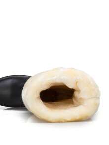 Women's Waterproof Over-The-Knee Snow Boots, Comfortable Platform Flat Shaft Thick Fur Lined Warm Plus Size Boots, Winter - Black - View 3