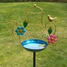 1 Stück kreative Teekanne Eisenkunst Vogelbad, Outdoor Vogelbad, 116,5 cm hoher Vogelhaus mit Metall Gartendekoration