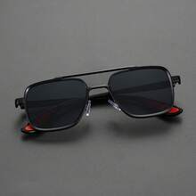1 Piece Of Men's Vintage Geometric Frame Glasses, Fashion Accessory. - 銀色框灰色鏡片 - 查看 8
