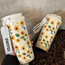 Phong cách tươi mới và đơn giản, 1 cốc cà phê giữ nhiệt bằng thép không gỉ 350ml, in họa tiết hoa hướng dương, cốc uống hàng ngày, dễ dàng mang theo khi đi du lịch, đáp ứng nhu cầu sử dụng hàng ngày, dùng cá nhân hoặc làm quà tặng, quà tặng ngày lễ, quà Giáng sinh đều phù hợp, đẹp và tiện dụng. - Nhiều màu - Xem 5