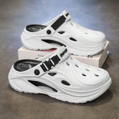 Men's New Summer Outdoor Solid Color Fashion Avant-Garde Holiday EVA (Ethylene-Vinyl Acetate Copolymer) Buckle Couple Campus Breathable Sandals, Outdoor Home Beach Holiday All-Season Driving Versatile Breathable Sandals