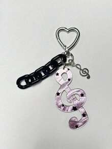 Retro Polka Dot gestreifter Musiknoten Acryl Schlüsselanhänger, kreative retro süße Party Deko Taschenbehang. Geeignet für Dekoration, Schultasche Anhänger, kann an Taschen und anderen Orten dekoriert werden, geeignet für Frauen, Studenten, Weihnachtsgeschenke Muss-haben