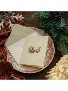 3D Pop Up Card 2Pcs/1Set(1Pc 3D Card+1Pc 2D Memo Card) With 3D Snowman Pink Christmas Trees Flower, Xmas Tree Pop Up Foldable 3D Gift Box With Envelope,Christmas Ornaments Christmas Gifts For Women Funny Gifts