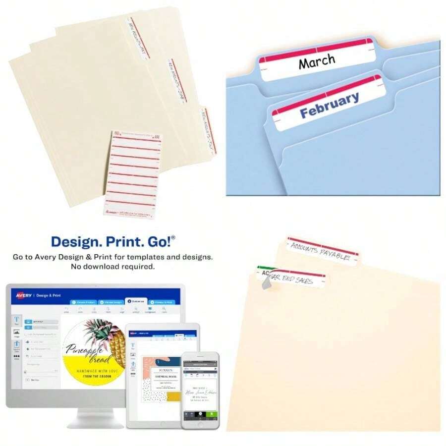 5201 Etiqueta para Folder Lser/Inkjet, 252 Etiquetas, color Rojo - Una talla - Ver 1