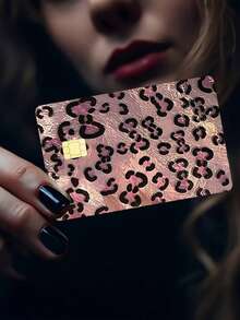 Leopard Print Glitter Card Stickers, Glitter Card Holders, Dubai Luxury Style, Cool Crystal Frosted Starry Silver Shiny Solid Color Stickers, Suitable For Credit Cards, Debit Cards, Transportation Cards, Access Cards, With Waterproof Function - Multicolor - View 2