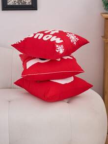 1 pieza Cojín decorativo de Navidad, Funda de cojín con diseño de reno y copos de nieve, Adecuado para sala de estar, dormitorio, decoración de 4 estaciones ¡Feliz Navidad!