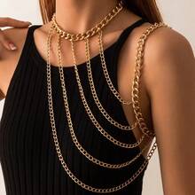 1pc Asymmetrical Sexy Multi-Layer Tassel Body Chain, Fashionable Charm Jewelry For Women, Perfect Gift For Friends, Party Or Festival - Yellow Gold - View 16