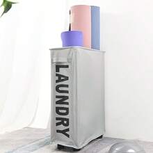 1 Pc With Wheels, Portable Foldable Laundry Basket. Rollable Storage Box, Removable Laundry Bag And Handle, Durable Canvas Storage Space For Dormitory And Apartment Laundry Rooms, Laundry Room Accessories, Portable Storage Box, Suitable For Narrow Corners, Simple Fabric, Multiple Colors Available - màu đen - Xem 8