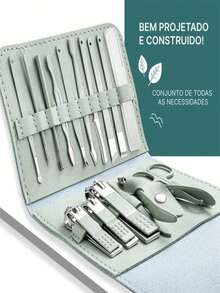 16 Pcs Nail Clippers Pedicure Scissors Nail Clipper Kit Stainless Steel Tool Set With Foldable Bag - 橄欖綠 - 查看 4