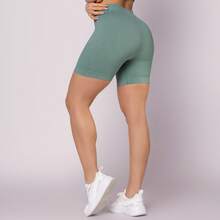 SELENE Bermuda Shorts Seamless Selene Ribbed Sport Women's Gym Fitness Basic Original - 迷迭香 - 查看 2