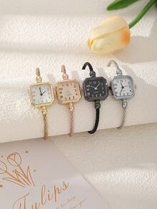 新款可爱简约时尚女士手链表可爱罗马方形小头奢华女士手链表合金石英表礼物
