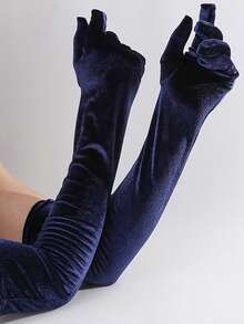 1 Pair Women's Vintage Velvet Long Gloves, Autumn/Winter Warm, Cosplay, Party, Wedding, Formal Event, Ball Accessory Christmas - Multicolor - View 7