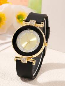 1pc Women's Fashionable Round Quartz Watch, Multi-Function Round Dial, Suitable For Daily Wear, Formal Events And Other Occasions, Decorative For Wrist - Black - View 16