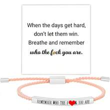 Pulsera de tubo Let Them para mujer, pulsera de motivación de autoestima, ajustable, cuerda trenzada hecha a mano, pulsera grabada, de acero inoxidable para mi hija, joyería inspiradora regalo para - Rosa y plata rudos - Ver 23