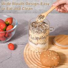 2Pcs Glass Jars With Bamboo Lids And Spoons, 16 Oz Glass Storage Containers With Lids For Dry Food Storage Sugar, Coffee, Nuts, Cookie, Candy, Tea, Airtight Kitchen Canisters Spice Jars - Trong sáng - Xem 3