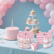 10/20 Piezas Cajas de regalo con forma de pastel de cumpleaños Cajas de papel triangulares para pasteles Contenedores con cinta Cajas de fiesta de color rosa y azul de dibujos animados para decoración de mesa, regalos de boda, baby shower y fiestas de cumpleaños - Multicolor - Ver 9