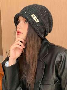 1 pezzo Berretto a cuffia lavorato a maglia di colore unito da donna, casual e alla moda, leggero e confortevole, adatto per grandi circonferenze della testa, ideale per l'autunno, per l'uso quotidiano e per attività all'aperto - Multicolore - Visualizzare 7