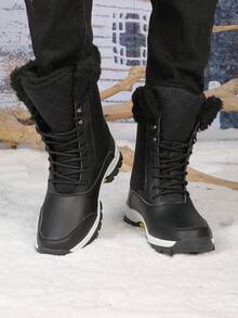Women's Versatile Casual Fashion Thick-Sole Shock-Absorbing Warm Snow Boots - Black - View 4