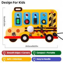Đồ chơi học tập và hoạt động du lịch có công tắc đèn LED giúp cải thiện kỹ năng vận động tinh - Bảng đèn LED xe buýt nhiều màu - Xem 3