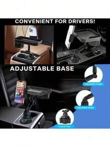 Car Armrest Box Tray, Makeup Counter, Drink Cup Holder, Storage Organizer, Co-Pilot Streaming Holder - Black - View 10