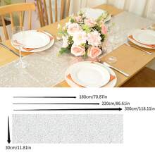 eluckya 1/6/12 Pcs Glitter Sequin Table Runner, Long Table Runner, Shiny Fabric Runner For Decorating Round/Rectangular Table, Perfect For Fall Decoration, Holiday Parties, Catering Events, Kitchen Decoration, Christmas Decoration, Halloween Textiles, Banquets, Parties, Weddings, Bridal Showers, Table Decorations, Thanksgiving, Home Decoration, Western Decoration - 銀色 - 查看 6