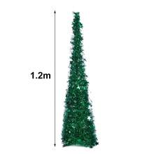 LIVINGANDHOME Living And Home Collapsible 1.2M Pop Up Tinsel Christmas Tree With Base,Christmas Decoration,Xmas Decor Tree - Green - View 12