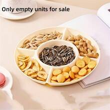 4 格圆形托盘 - 耐用塑料零食、坚果、水果和开胃菜拼盘，适用于派对、婚礼、节日、厨房和餐厅，非常适合圣诞节、万圣节 [4 种颜色可选]