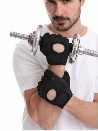 1 Pair Anti-Slip Sports Gloves, Shock-Absorbing Grip Gloves For Gym Workout, Barbell, Fitness Equipment