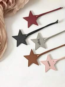 Customized Initial Star PU Leather Luggage Tag, Bag Charm, Car Pendant, Decoration Accessory, Keychain, Suitable For Girlfriend, Bridesmaid, Wedding, Birthday, Best Friend, Mother's Day, Couple Gifts