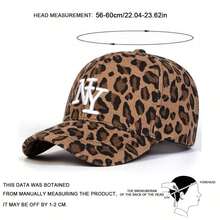 1pc Women's NY Leopard Letter Embroidered Baseball Cap, Casual Street Fashion Hat For Spring, Autumn Season, Traveling, Vacation, Beach - 棕色 - 查看 2