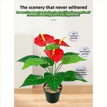 3 bông hoa Anthurium, 12 cây lá rộng trang trí, cây trang trí rừng mưa nhiệt đới lá rộng màu xanh lá cây, phù hợp cho mọi mùa, cây trồng trong chậu nhân tạo trong nhà/ngoài trời, hoàn hảo cho đám cưới, khách sạn, vườn, sân, chụp ảnh, cây nhân tạo màu xanh lá cây kiểu Bắc Âu, cây trang trí xanh nhân tạo ngoài trời, không kèm chậu. - màu xanh lá - Xem 3