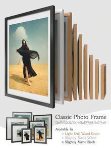 Schwarzer/Weißer/Holzfarbener minimalistischer Bilderrahmen für Wand-Galerie oder Tischplatte, 12x16/12x12/11x14/8x10/8x8/5x7/4x6 Zoll, 30x40/30x30/20x25/20x20/10x15 cm, weiße Passepartouts inklusive, Mehrfach-Collage Fotogalerie Rahmen, Diamant-Malerei Bilderrahmen, erhältlich in hellem Eichenfurnier/leicht matter Weiß/leicht matter Schwarz