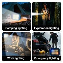 1/2pcs Multi-Function Solar Camping Light, 96 LED Portable Lamp With Side Spotlight, 4 Lighting Modes, 2*1200mAh Lithium-Ion Battery For All-Night Illumination, Digital Display Battery Level, USB Or Solar Charging, Suitable For Outdoor, Camping, Emergency, Expedition, Hiking