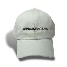 Unisex Dad Hat In 100% Cotton Twill, Curved Brim, Personalized Latinoamericana - 淺米色刺繡黑色 - 查看 5