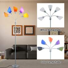 HonoDing Medusa Floor Lamp, Multi Head 5 Light Floor Lamps For Living Room With 10 Lampshade, Adjustable Gooseneck Reading Standing Lamp For Bedroom,Office,Kids,Classroom ,Christmas Decorative Lights(Sliver) - US A Type Plug(110-127V) - View 4