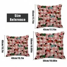 MEMNUN 1 件圣诞红格子腊肠犬戴圣诞帽印花靠垫套 [无枕芯]，17.7*17.7 英寸 (45*45 厘米)/19.69*19.69 英寸 (50*50 厘米)/15.75*15.75 英寸 (40*40 厘米)，[单面印刷] 圣诞装饰、房间装饰、家居装饰、卧室装饰、沙发、床、客厅、卧室、汽车、办公室、酒店装饰、抱枕套、适合所有季节、送给家人和朋友的完美礼物