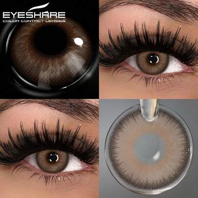  Eyeshare Back To School Contact Lenses 1Pair Natural Look Brown Colored Contact Lenses 6 Months Disposable