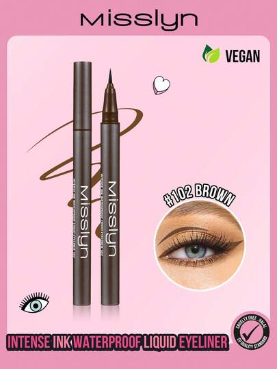  אייליינר נוזלי עמיד למים של MISSLYN, עמיד למים וזיעה, מתאר מדויק, ייבוש מהיר ואינו דוהה, מריחה בפעימה אחת, צבע עמיד לאורך זמן, חלק וזורם, קשה להסרה, מתאים לאיפור יומיומי, נסיעות ואיפור עירוני, קוסמטיקה של מותגים, איפור פנים דקורטיבי, לנשים ולבנות