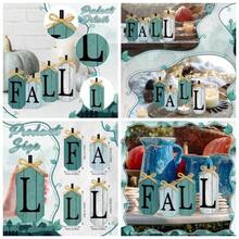 4 Pcs Blue Fall Decorations Home, Thanksgiving Blue Fall Sign Wooden Tiered Tray Decor Vintage Farmhouse Table Decor Autumn Harvest Tabletop Centerpieces Home Kitchen Indoor Mantel