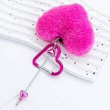 1pc DIY Beaded Accessory, Heart-Shaped Carabiner, Backpack Plush Pendant, Bag Charm, Carabiner, Heart Lock Clip, Pom Pom Carabiner, Birthday Gift, Christmas Gift, Christmas Stocking Stuffer - Multicolor - View 9