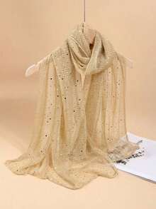 1pc Women's Lightweight Solid Color Sequin Bandana Scarf, Headscarf, Middle Eastern Hijab, Decorative Shawl, Sun Protection Beach Wrap, Suitable For Daily Use - 薄荷綠 - 查看 1