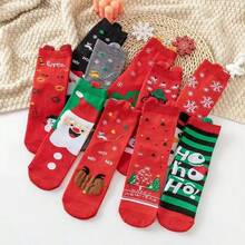6 pares / 12 pares de calcetines navideños para niñas - Multicolor - Ver 4
