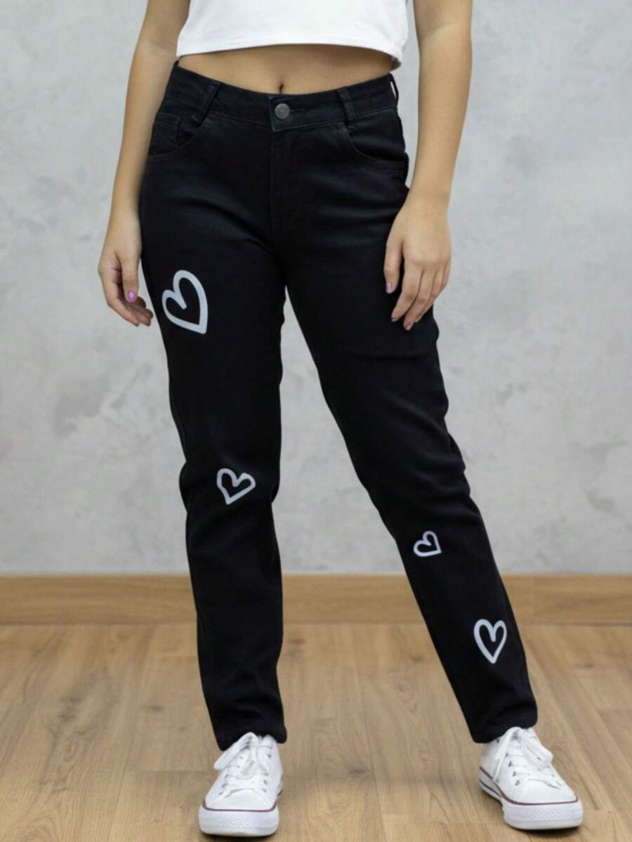 Girls' Jeans With Adjuster - 黑色 - 查看 1