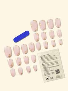 24Pcs Y2K Style Long Coffin Nails Set, Pink Ombre French Style Cute Minimalist Luxury Fashion Nail Art Manicure Kit, Removable False Nail Stickers Applicable For Holiday, Party, Dates, Daily Wear Press On Nails Nail Supplies Nails - 粉色 - 查看 4