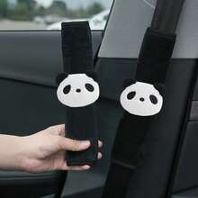 1-3pcs Cute Panda Car Steering Wheel Cover Shoulder Protection Plush Warm Handlebar Cover Internet Famous Car Interior Decoration Protective Cover