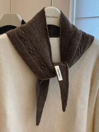 1 PC New 100% Wool Knitted Jacquard Triangular Scarf For Autumn And Winter Warmth And Neck Protection, Version Casual Versatile Scarf
