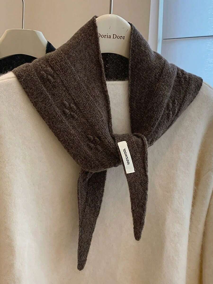 1 PC New 100% Wool Knitted Jacquard Triangular Scarf For Autumn And Winter Warmth And Neck Protection, Version Casual Versatile Scarf - Multicolor-yM-055 - View 1
