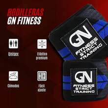 GN FITNESS Vendas Para Rodillas Gym, Wraps Para Rodilla Gym, Rodillera para Gym, Equipo de entrenamiento de pesas, Evita lesiones en tus articulaciones, Unise (Negro) - Azul Rey - Ver 10